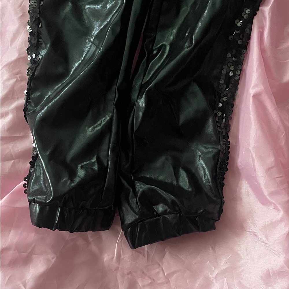 Black Sequin Crop Top and Pants Kids Dance Costume - Picture 5 of 7
